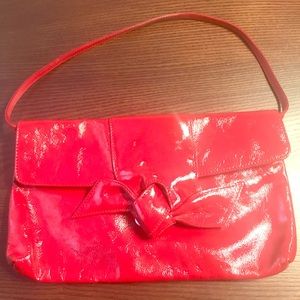 Furla red patent leather clutch purse